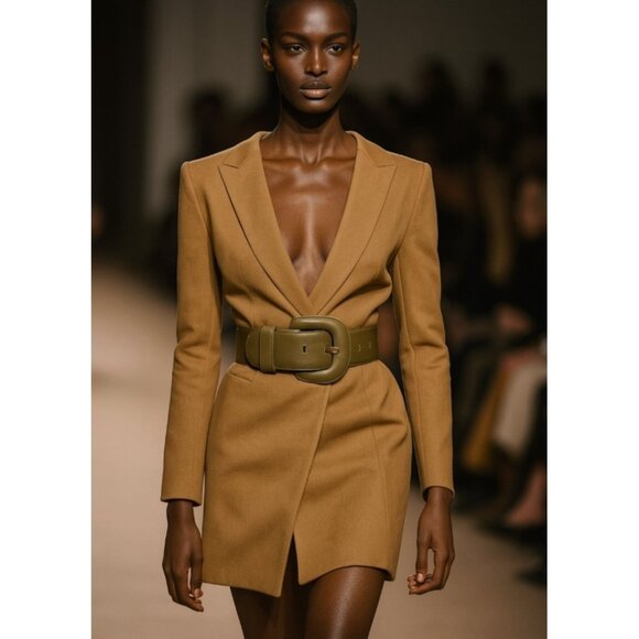 Charter Club Belt Genuine Green Leather Gold Tone Prong Women's Size S - Picture 3 of 9